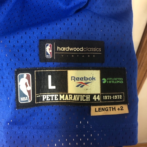Reebok Hardwood Classics “Pistol” Pete Maravich No 44 Atlanta Hawks (Lg) Jersey - Picture 3 of 3